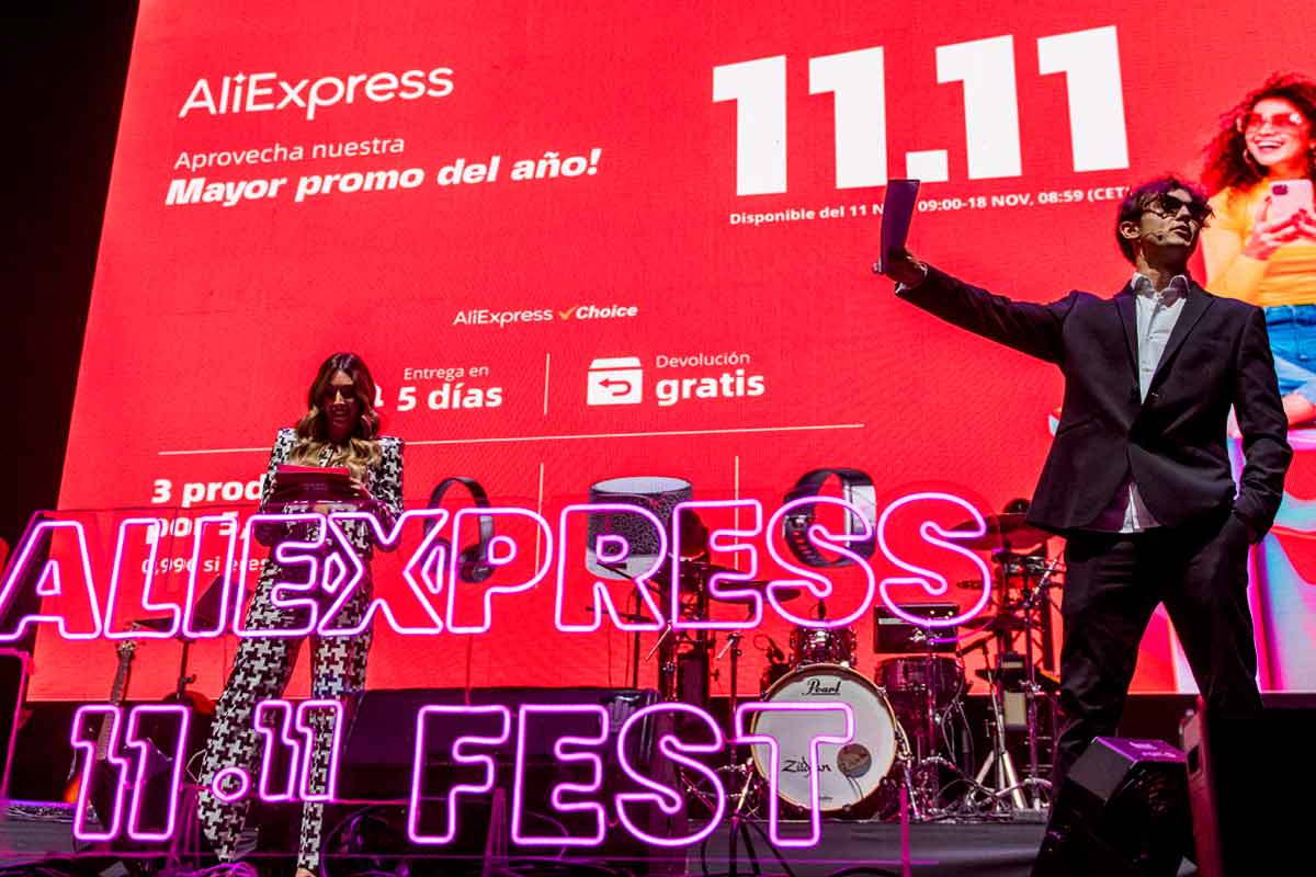 Presentación del festival 11.11 de Aliexpress el viernes 10 de noviembre en el WiZink Center de Madrid donde se sorteó un Neta GT.